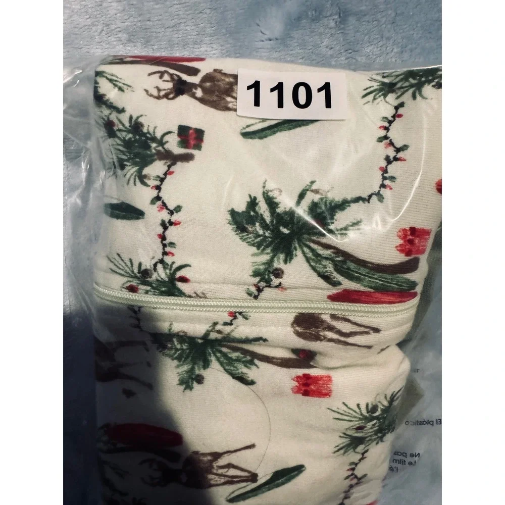Burts Bees Baby 18M Organic Cotton Footed Pajamas Tropical Holiday Deer Palm